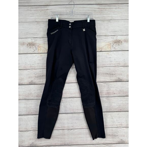 ROMFH Knee Pad Stretch Breeches Womens 30L Black Embroidered - Picture 1 of 11